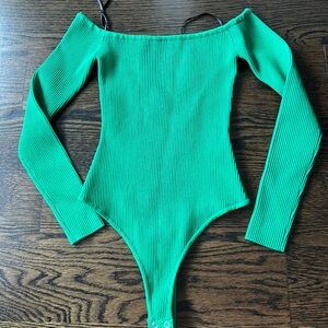 Green Ribbed Women’s Bodysuit